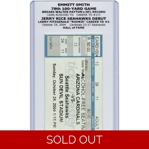 Emmitt Smith BREAKS WALTER PAYTON NFL RECORD 2004 Cardinals Seahawks Ticket Stub